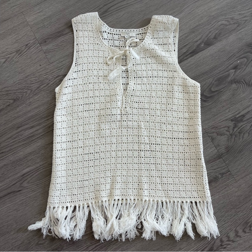 Joie Analia Crochet Fringe Tank Top Size Petite